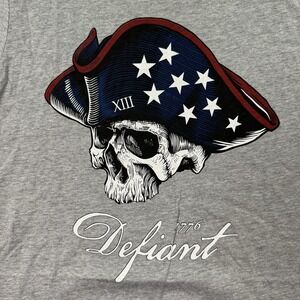 NEW Zero Foxtrot T Shirt Men‎ Small Gray Skull Graphic Tee Pioneer Defiant 1776